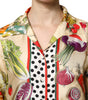 Dolce & Gabbana Multicolor Vegetables Silk Long Sleeves Top
