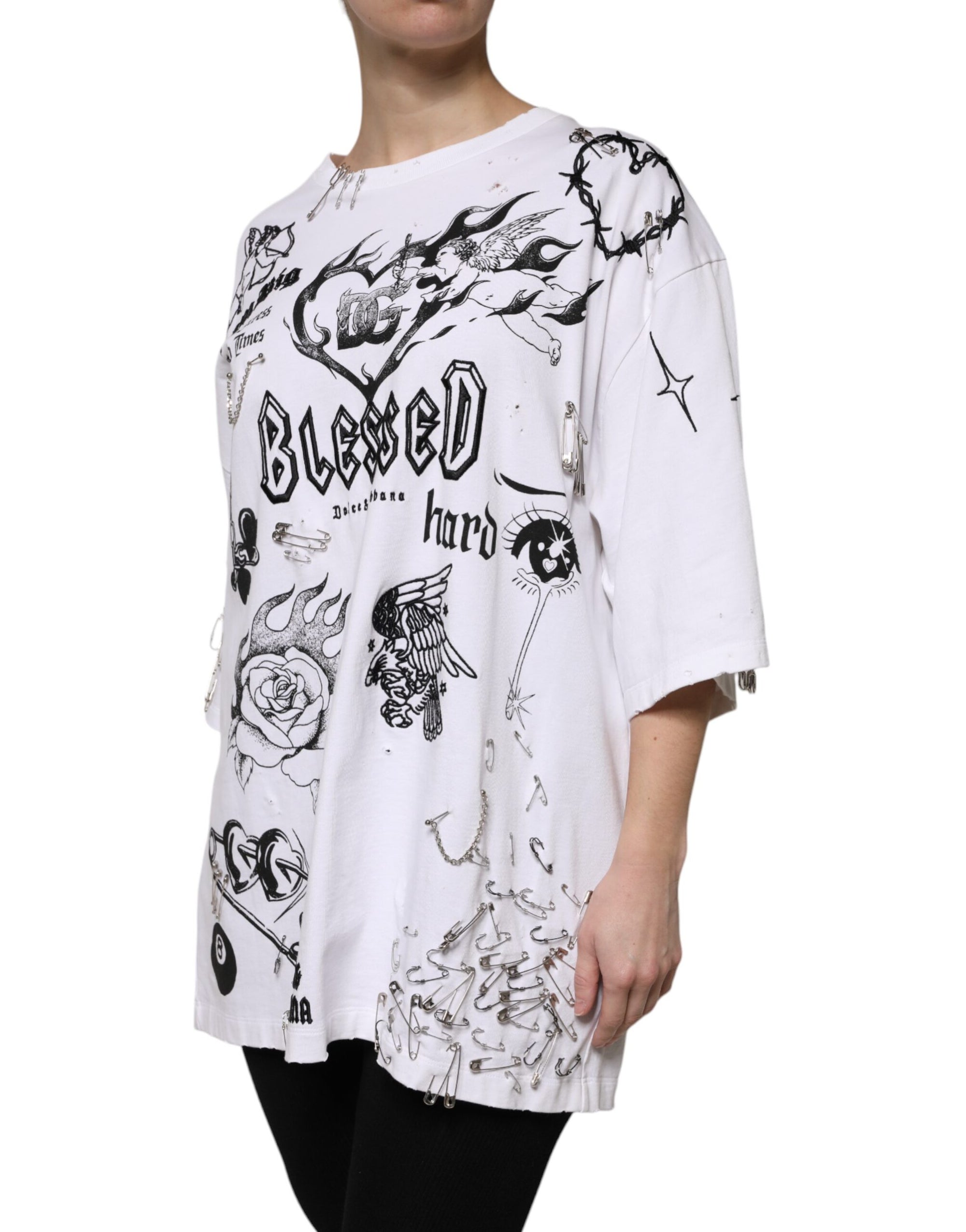 Dolce &amp; Gabbana White Cotton DG BLESSED Printed T-shirt