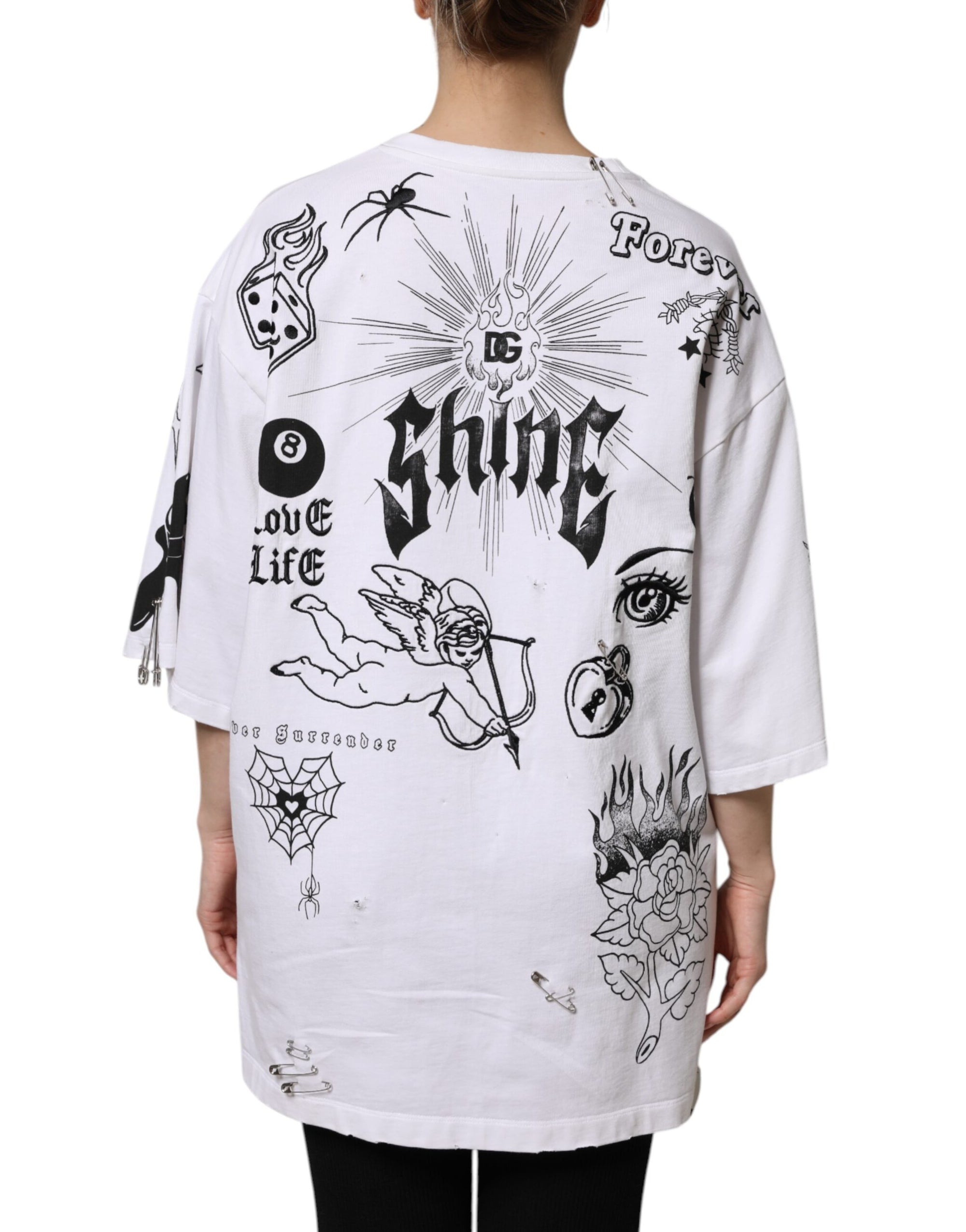 Dolce &amp; Gabbana White Cotton DG BLESSED Printed T-shirt