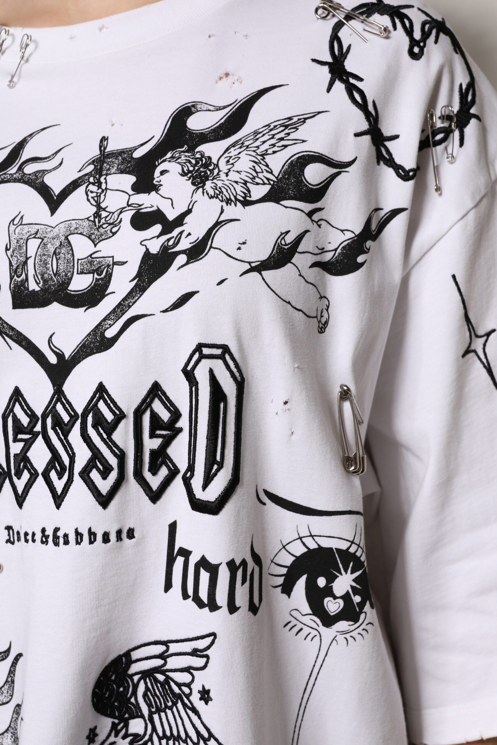 Dolce &amp; Gabbana White Cotton DG BLESSED Printed T-shirt