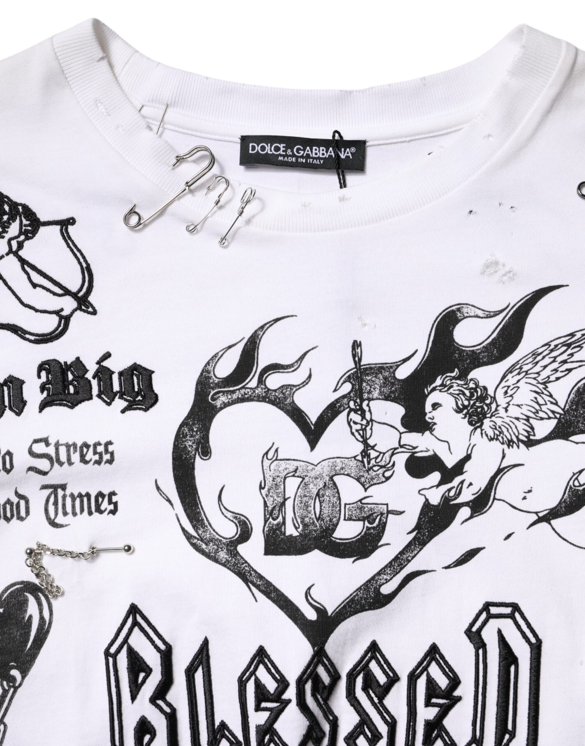 Dolce &amp; Gabbana White Cotton DG BLESSED Printed T-shirt