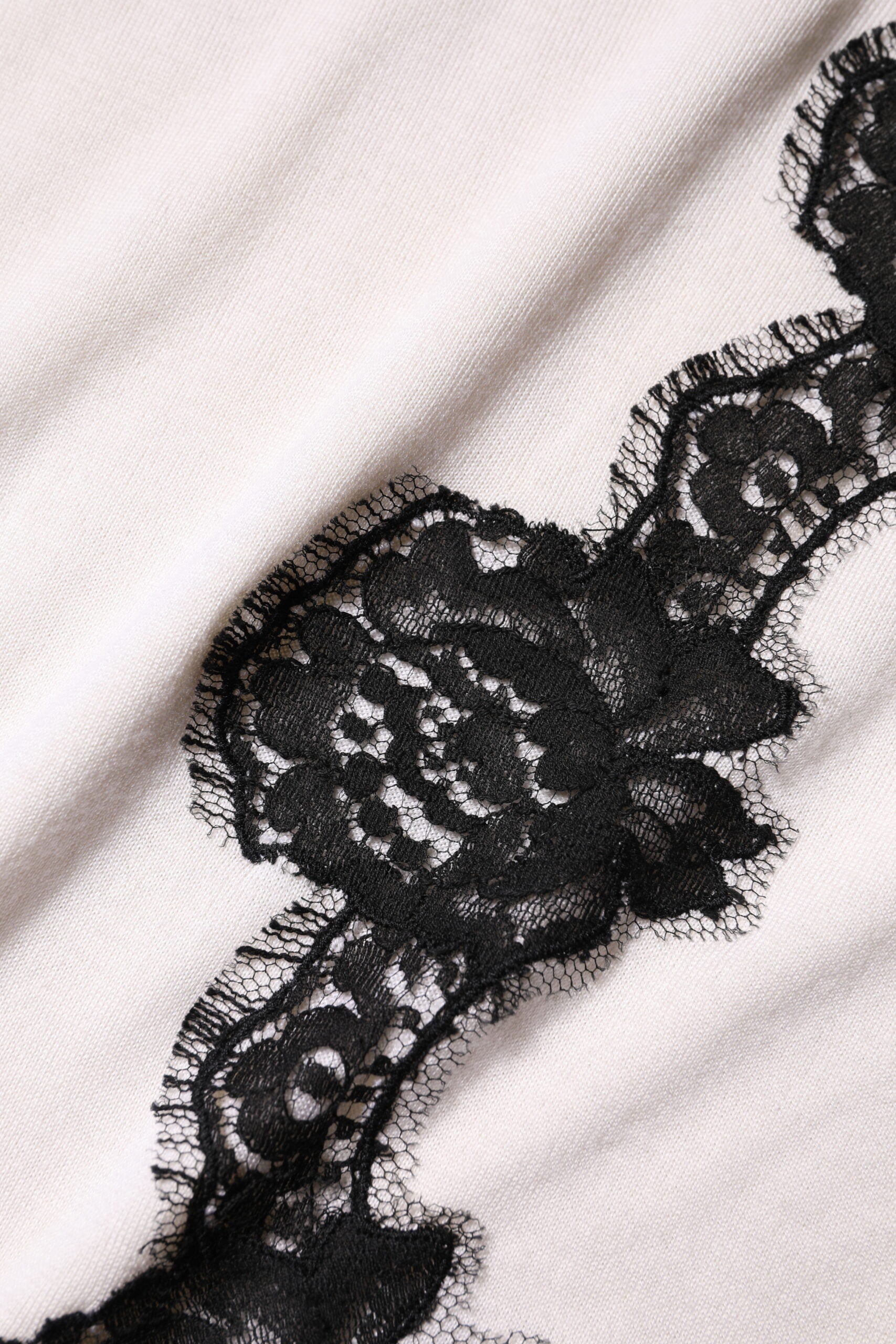 Dolce &amp; Gabbana White Cashmere Floral Lace Detailing Tank Top