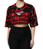Dolce &amp; Gabbana Red Black Cotton Bustier Detailing Cropped Top