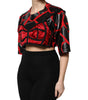 Dolce &amp; Gabbana Red Black Cotton Bustier Detailing Cropped Top
