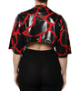 Dolce &amp; Gabbana Red Black Cotton Bustier Detailing Cropped Top