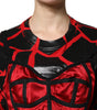 Dolce &amp; Gabbana Red Black Cotton Bustier Detailing Cropped Top