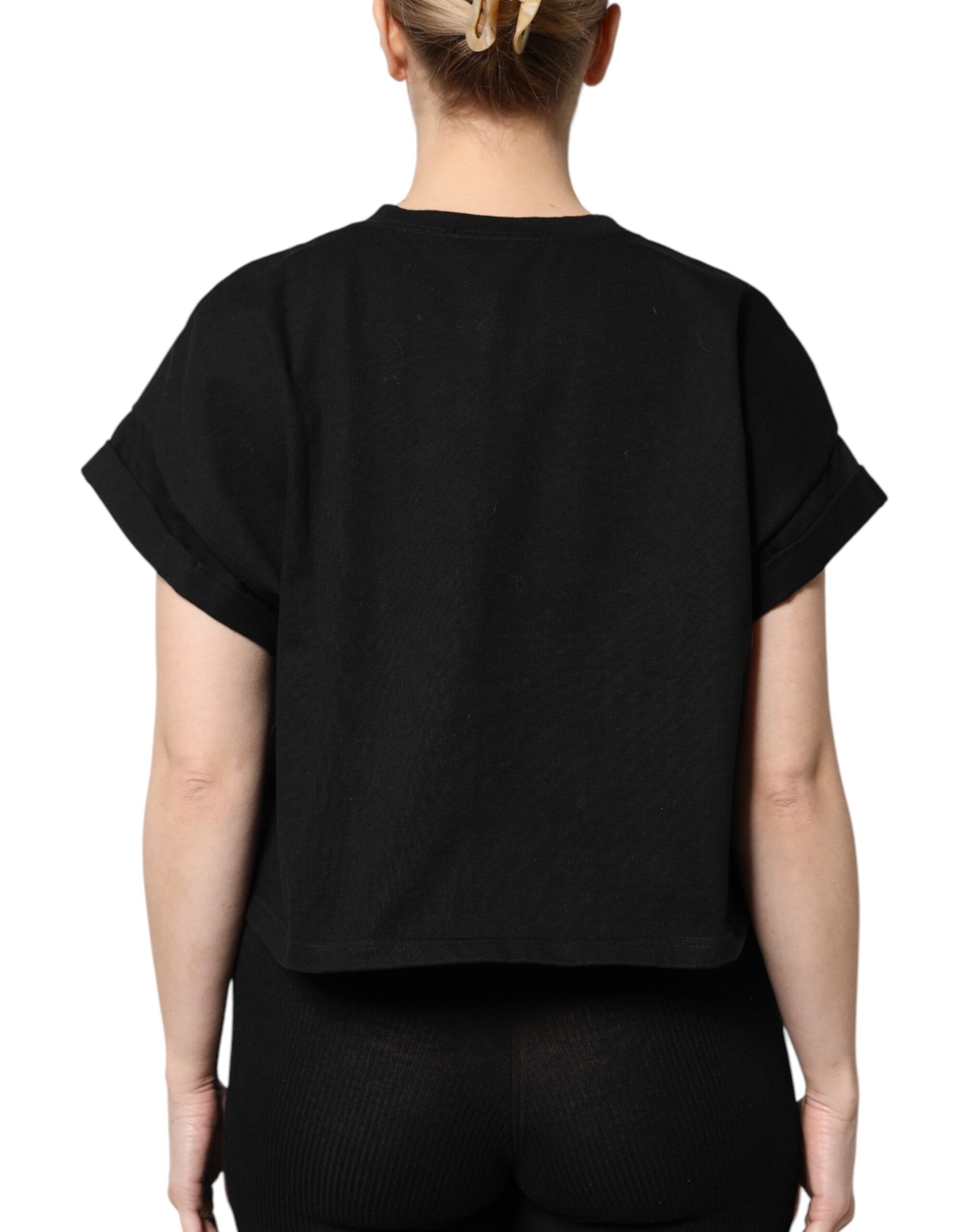 Dolce &amp; Gabbana Black Cotton Printed Short Sleeves T-shirt