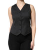 Dolce & Gabbana Black Striped Button Down Sleeveless Vest Top