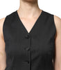 Dolce & Gabbana Black Striped Button Down Sleeveless Vest Top