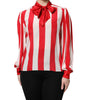 Dolce & Gabbana Red White Stripes Ascot Collar Blouse Top