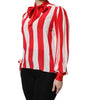 Dolce & Gabbana Red White Stripes Ascot Collar Blouse Top