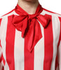 Dolce & Gabbana Red White Stripes Ascot Collar Blouse Top