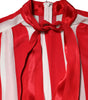 Dolce & Gabbana Red White Stripes Ascot Collar Blouse Top