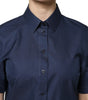 Dolce & Gabbana Blue Cotton Short Sleeves Button Down Top