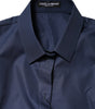 Dolce & Gabbana Blue Cotton Short Sleeves Button Down Top