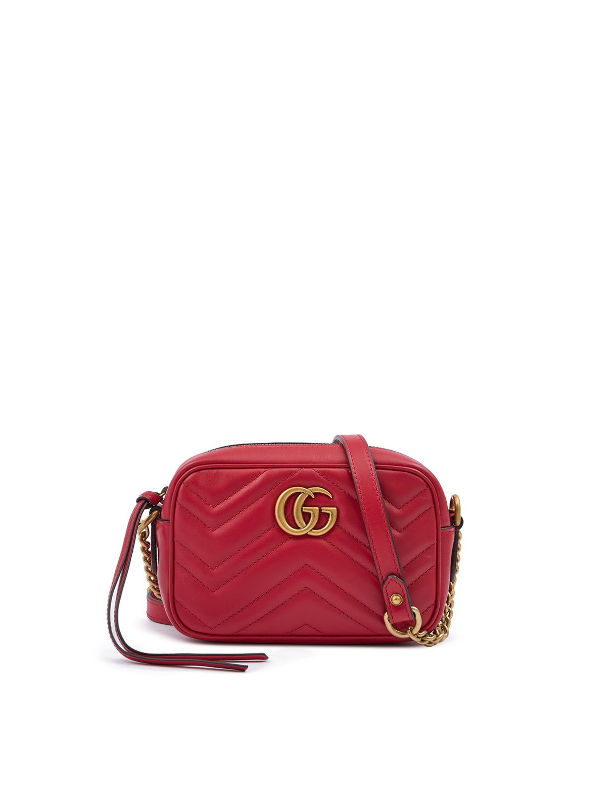 Sac photo Gucci en cuir rouge GG Marmont