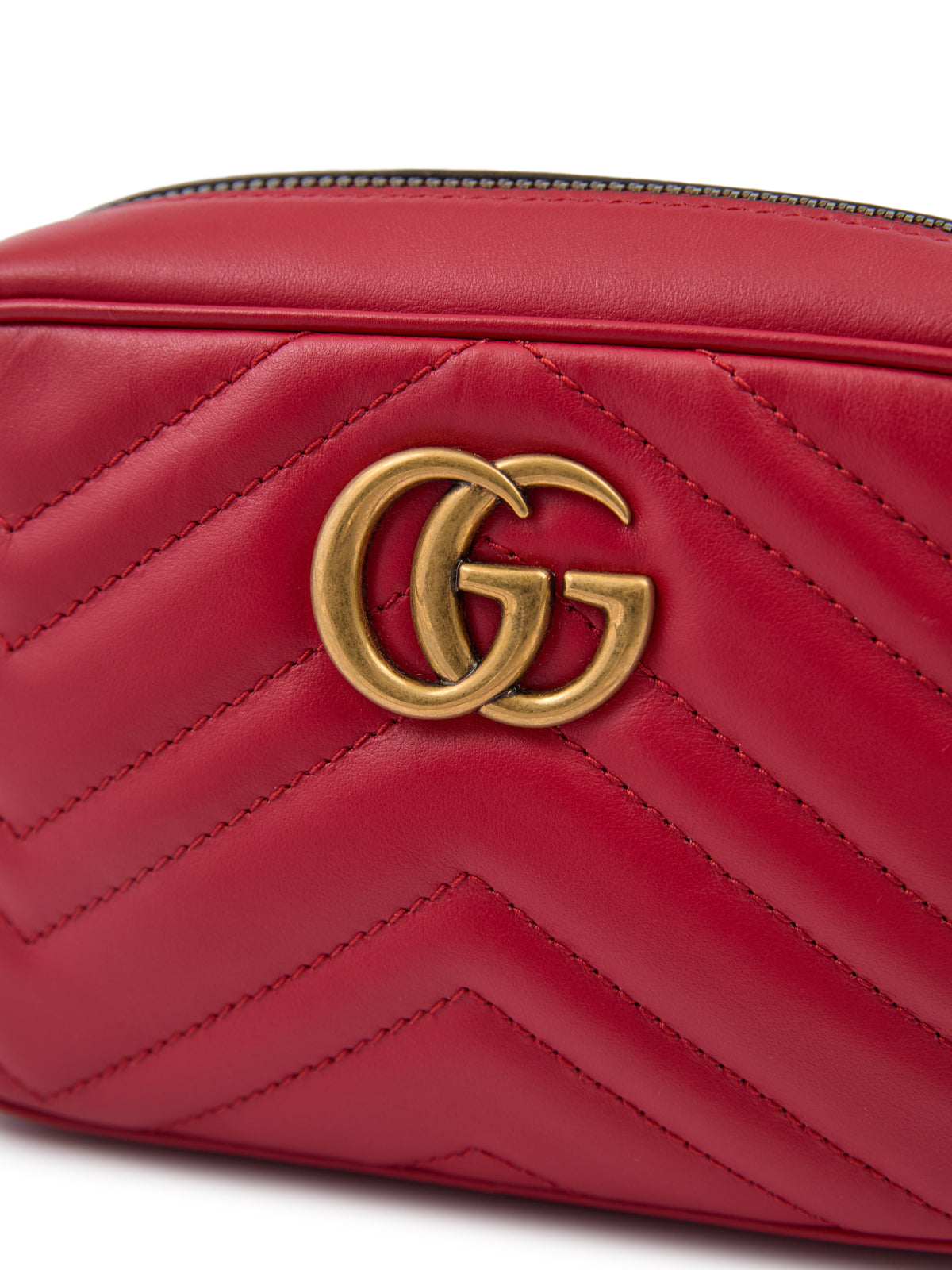 Sac photo Gucci en cuir rouge GG Marmont