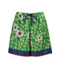Short en soie imprimé fleurs vertes Gucci