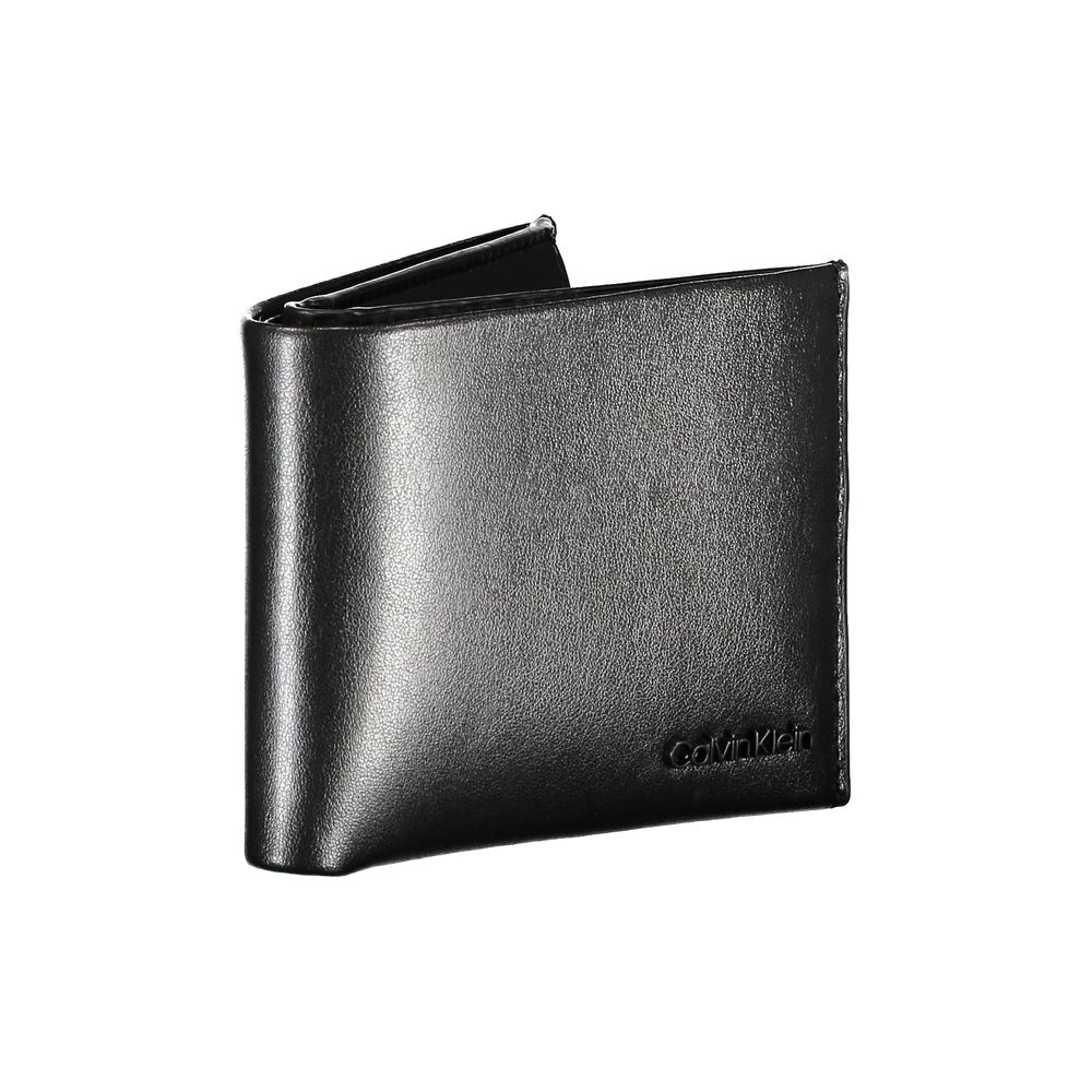 Portefeuille élégant à deux compartiments en cuir noir Calvin Klein