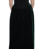 Dolce & Gabbana Green Velvet Crystal Long Maxi Dress