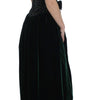 Dolce & Gabbana Green Velvet Crystal Long Maxi Dress