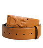 Dolce & Gabbana Brown Leather Buckle DG Logo Embossed Belt