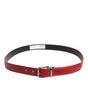 Dolce & Gabbana Red Leather Silver Tone Metal Buckle Belt