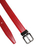 Dolce & Gabbana Red Leather Silver Tone Metal Buckle Belt