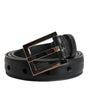 Dolce &amp; Gabbana Black Classic Calfskin Leather Buckle Belt