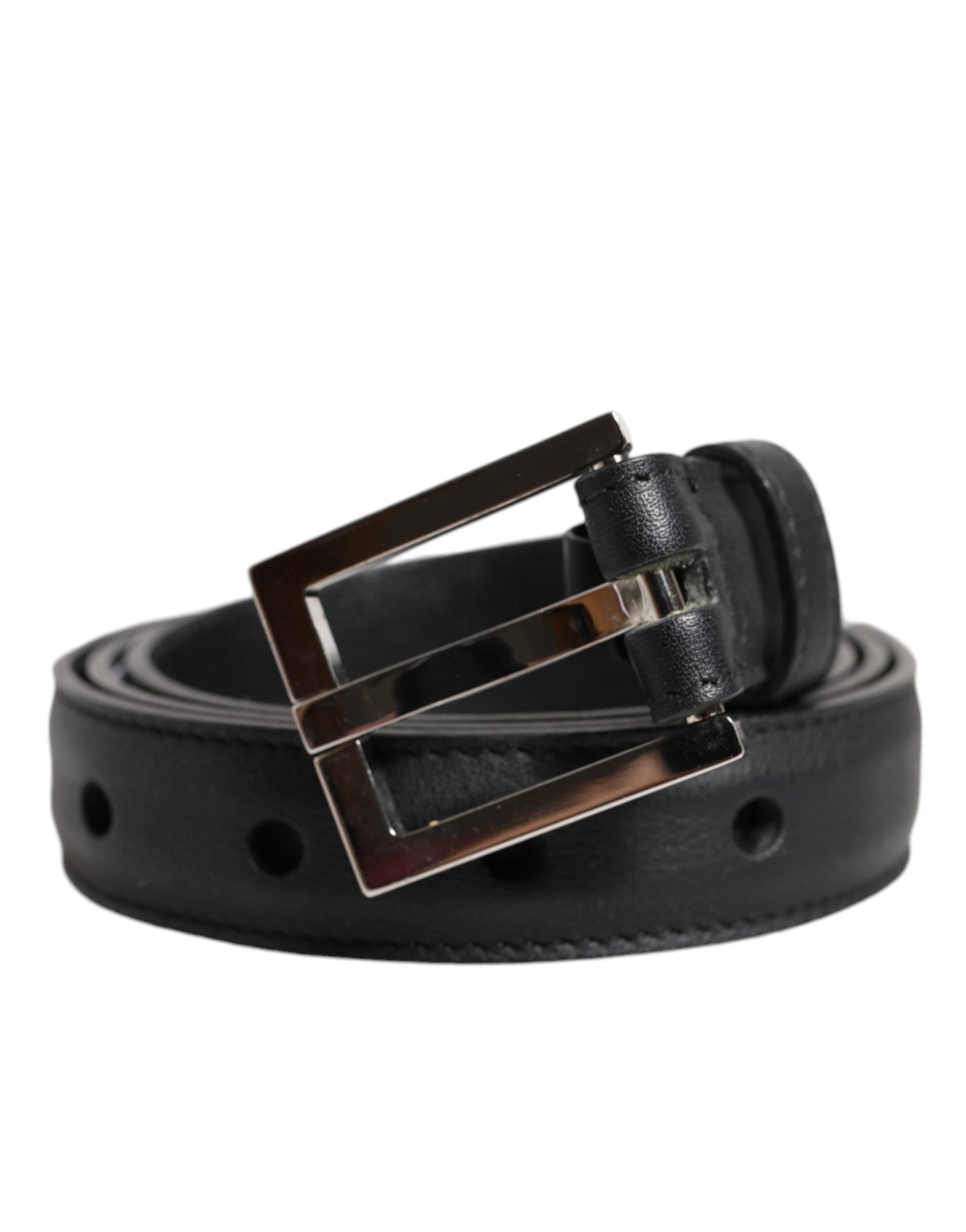 Dolce &amp; Gabbana Black Classic Calfskin Leather Buckle Belt