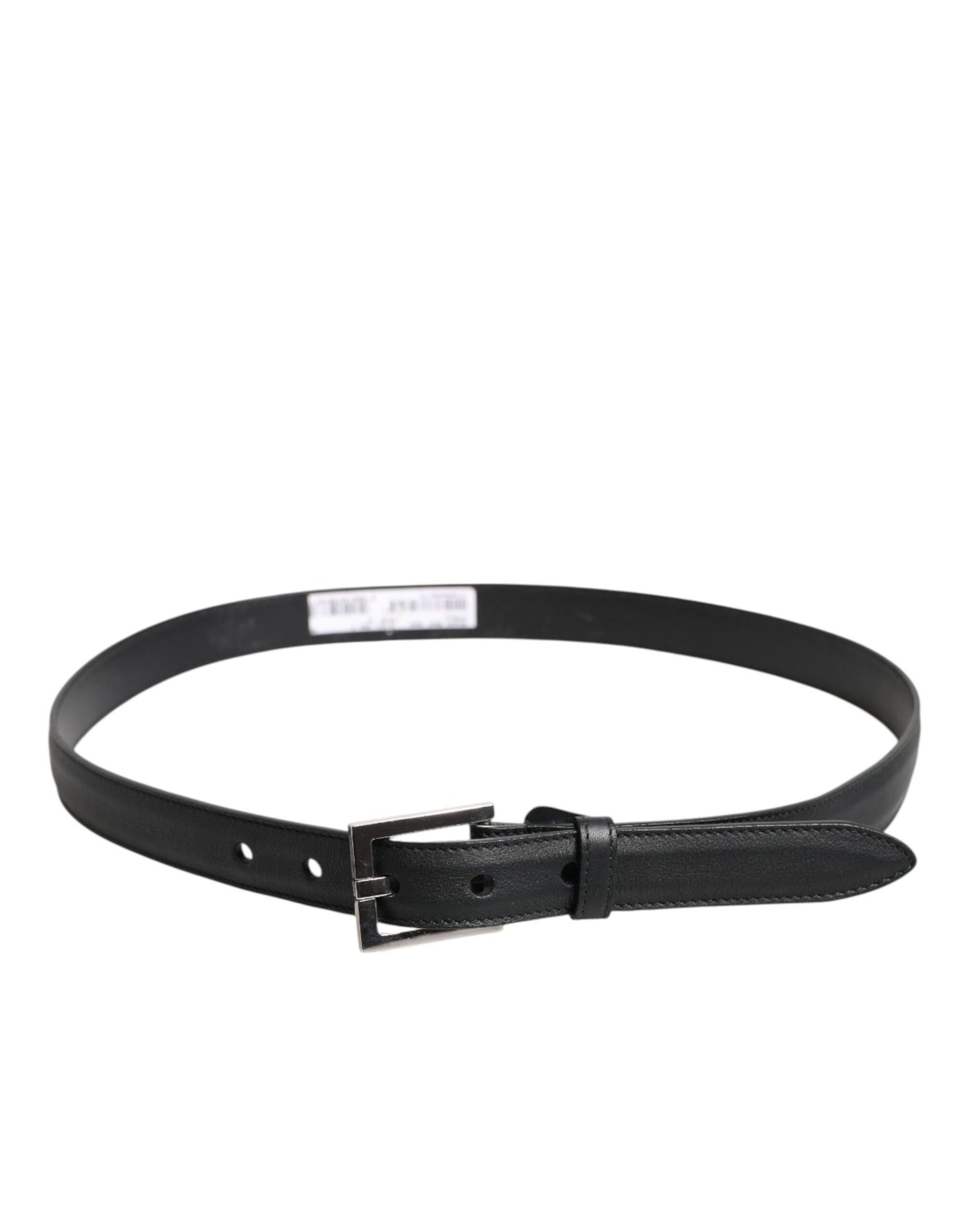 Dolce &amp; Gabbana Black Classic Calfskin Leather Buckle Belt