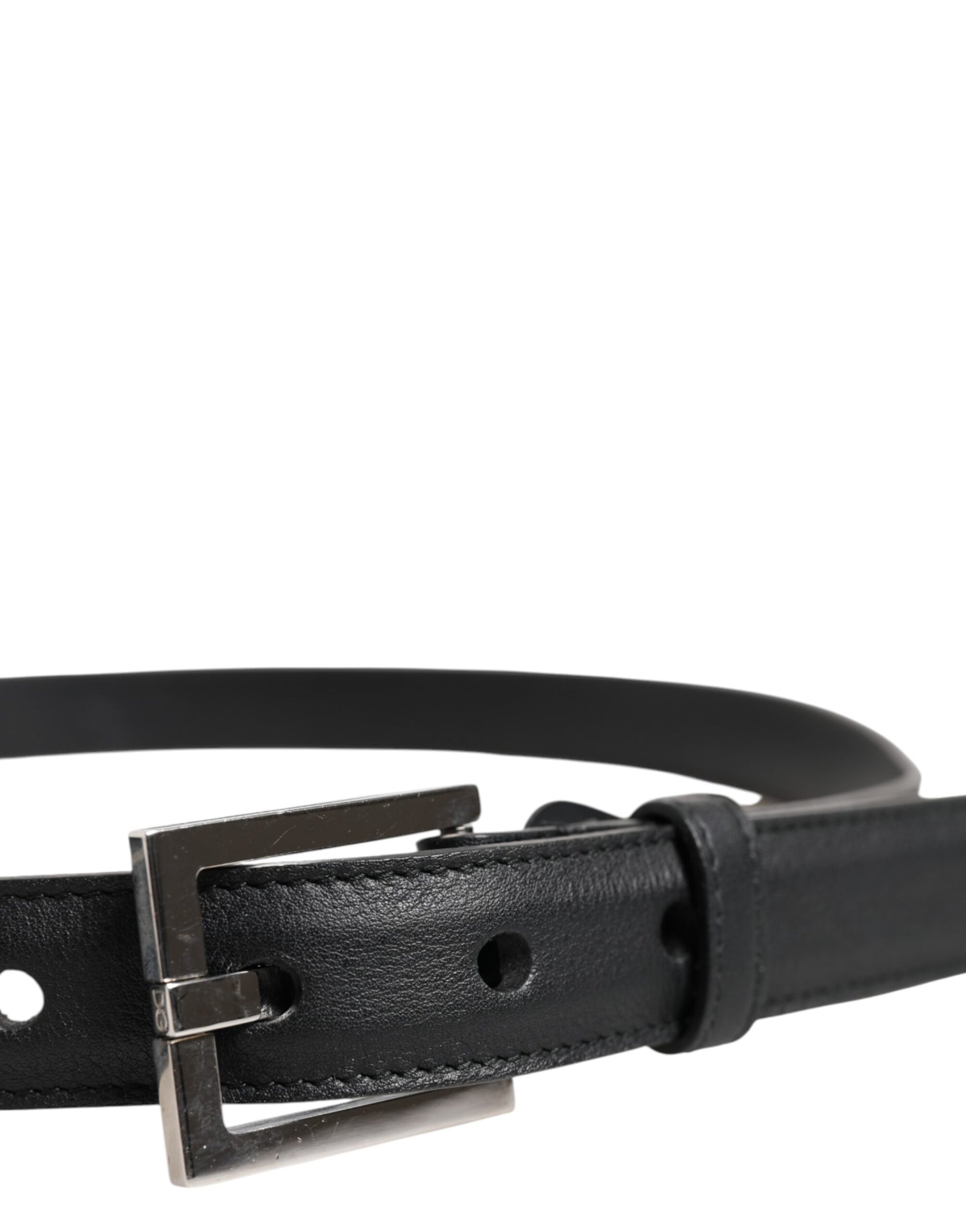 Dolce &amp; Gabbana Black Classic Calfskin Leather Buckle Belt