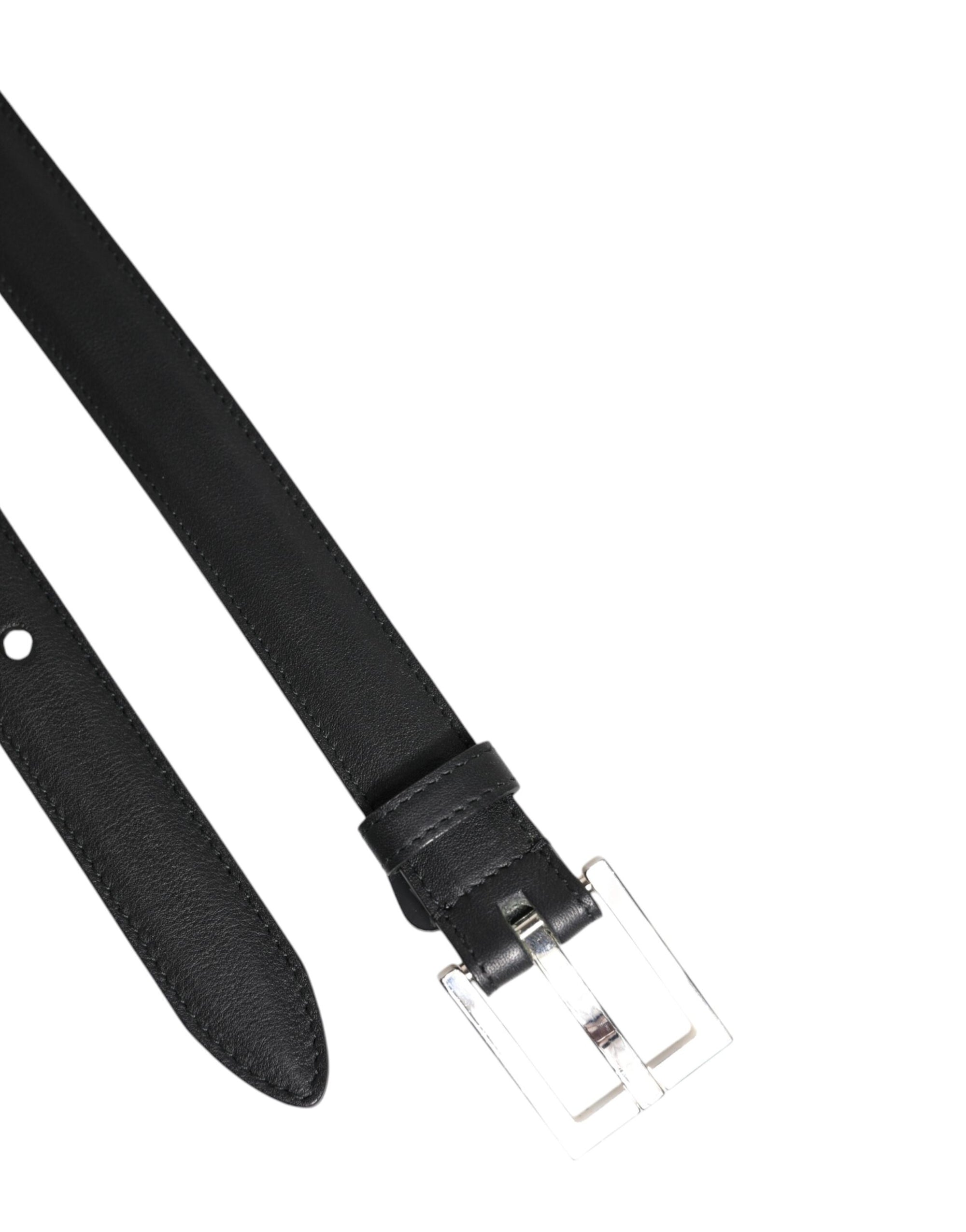 Dolce &amp; Gabbana Black Classic Calfskin Leather Buckle Belt