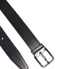 Dolce &amp; Gabbana Black Classic Calf Leather Silver Buckle Belt