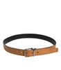 Ceinture Dolce & Gabbana en cuir de veau marron classique avec boucle argentée