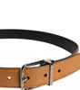 Ceinture Dolce & Gabbana en cuir de veau marron classique avec boucle argentée