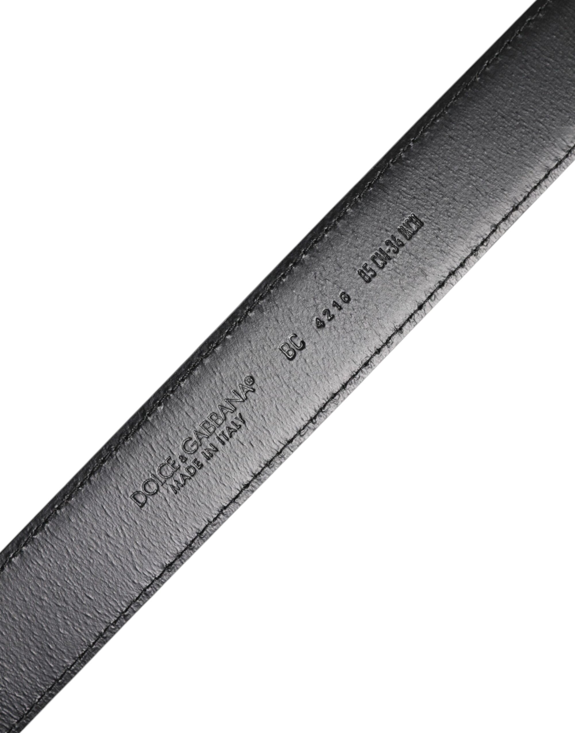 Ceinture Dolce & Gabbana en cuir de veau marron classique avec boucle argentée