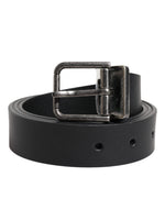 Ceinture classique en cuir noir Dolce & Gabbana avec boucle en métal