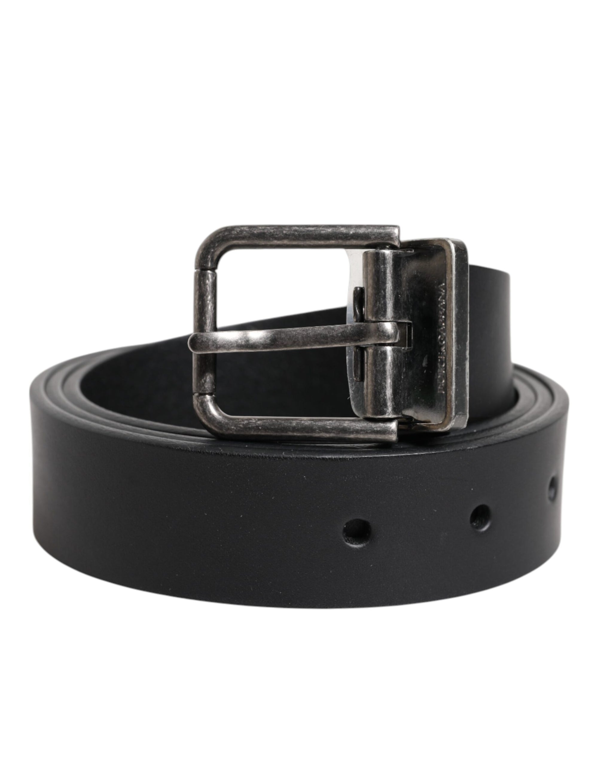 Ceinture classique en cuir noir Dolce & Gabbana avec boucle en métal