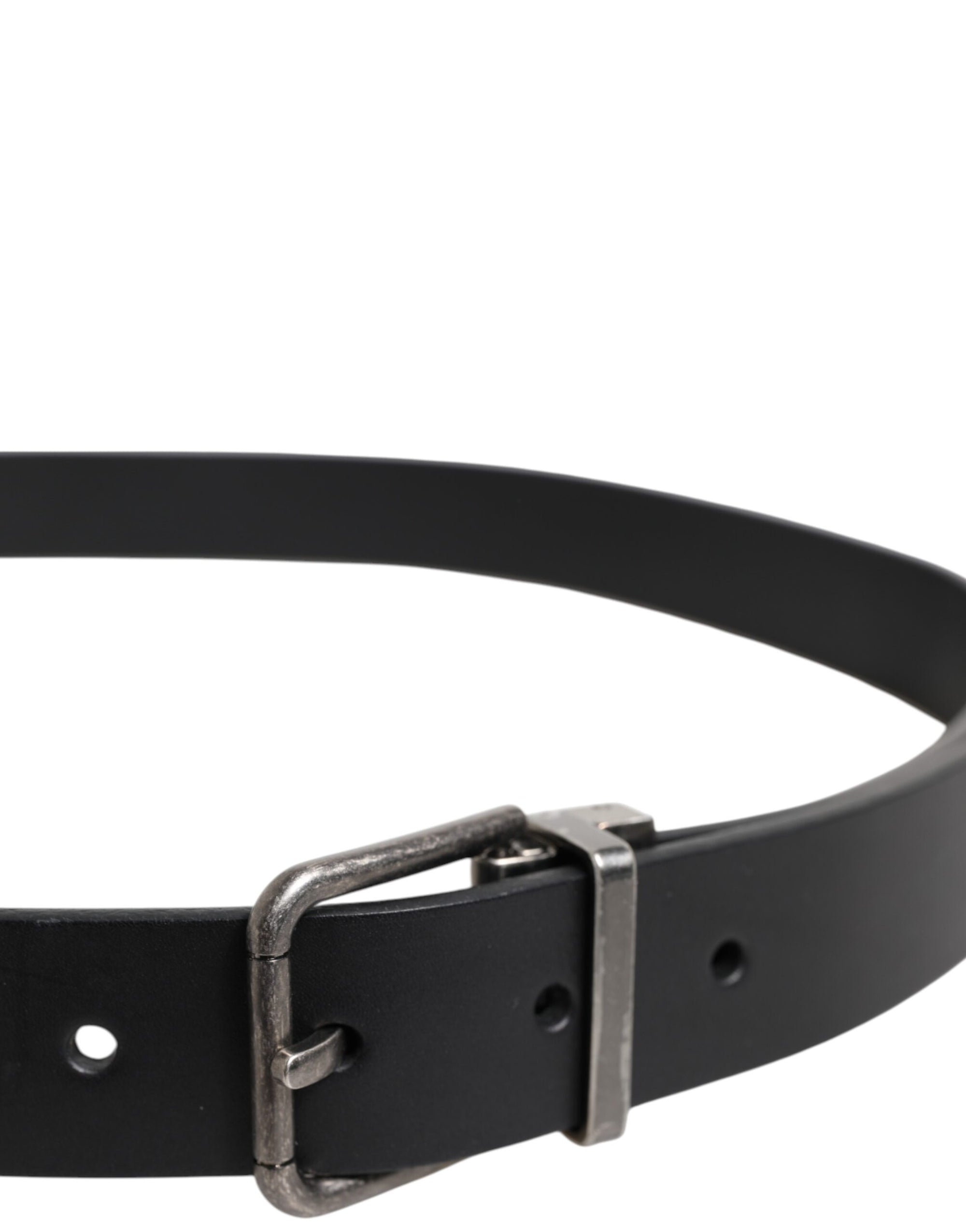 Ceinture classique en cuir noir Dolce & Gabbana avec boucle en métal