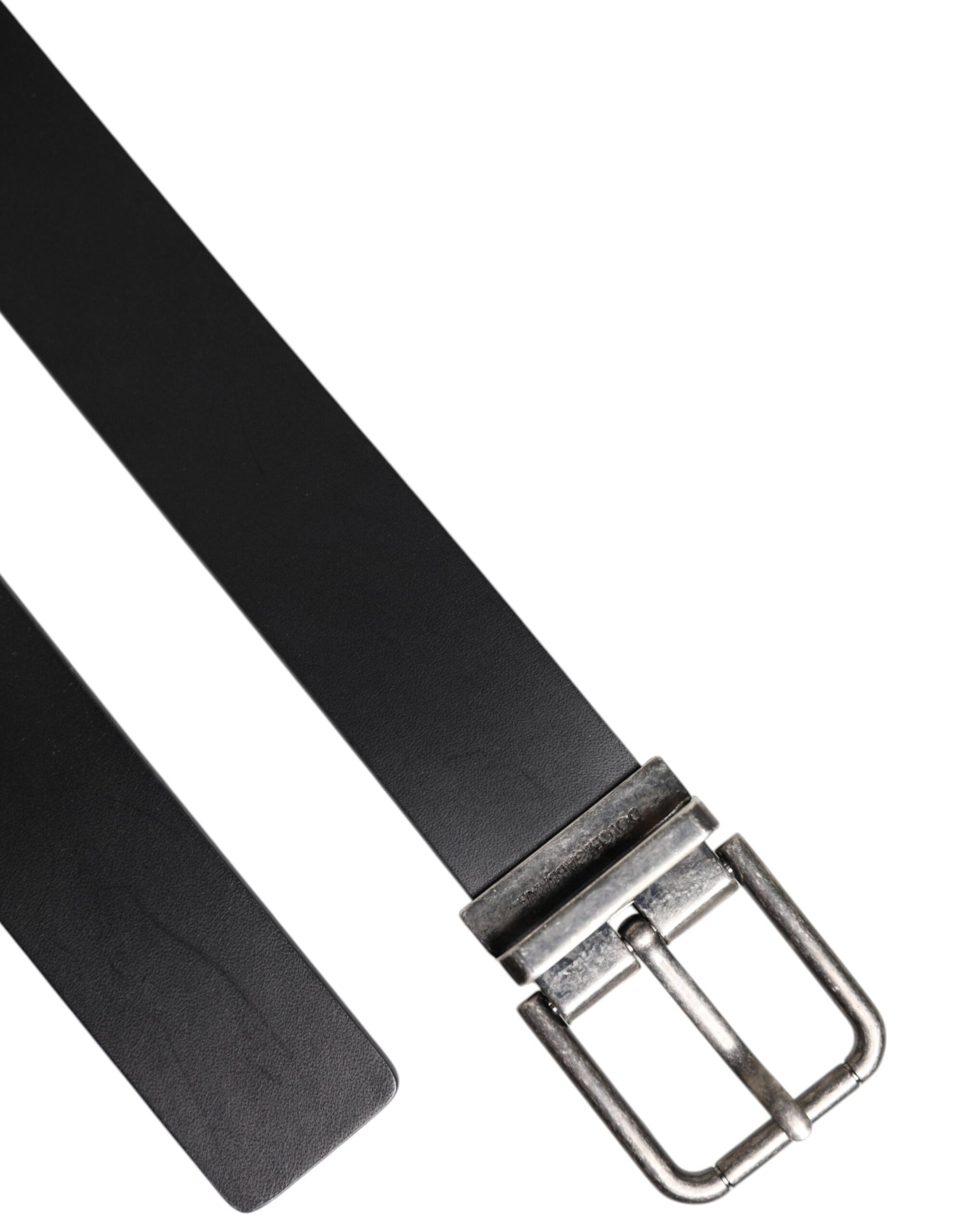 Ceinture classique en cuir noir Dolce & Gabbana avec boucle en métal