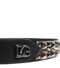 Ceinture Dolce & Gabbana en cuir de veau noir avec boucle argentée cloutée