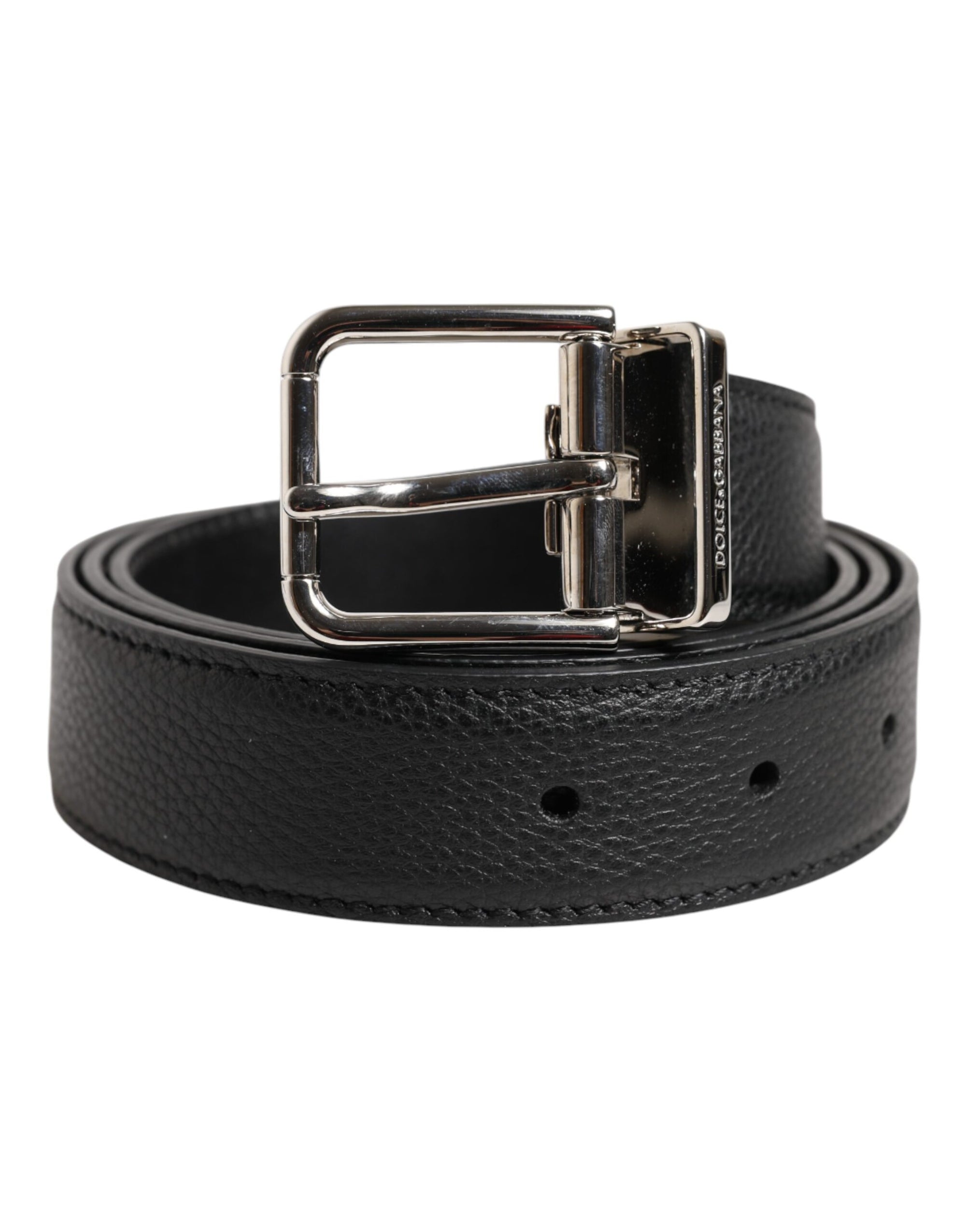 Ceinture classique à boucle métallique en cuir de veau noir Dolce &amp; Gabbana