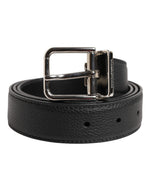 Ceinture classique à boucle métallique en cuir de veau noir Dolce &amp; Gabbana