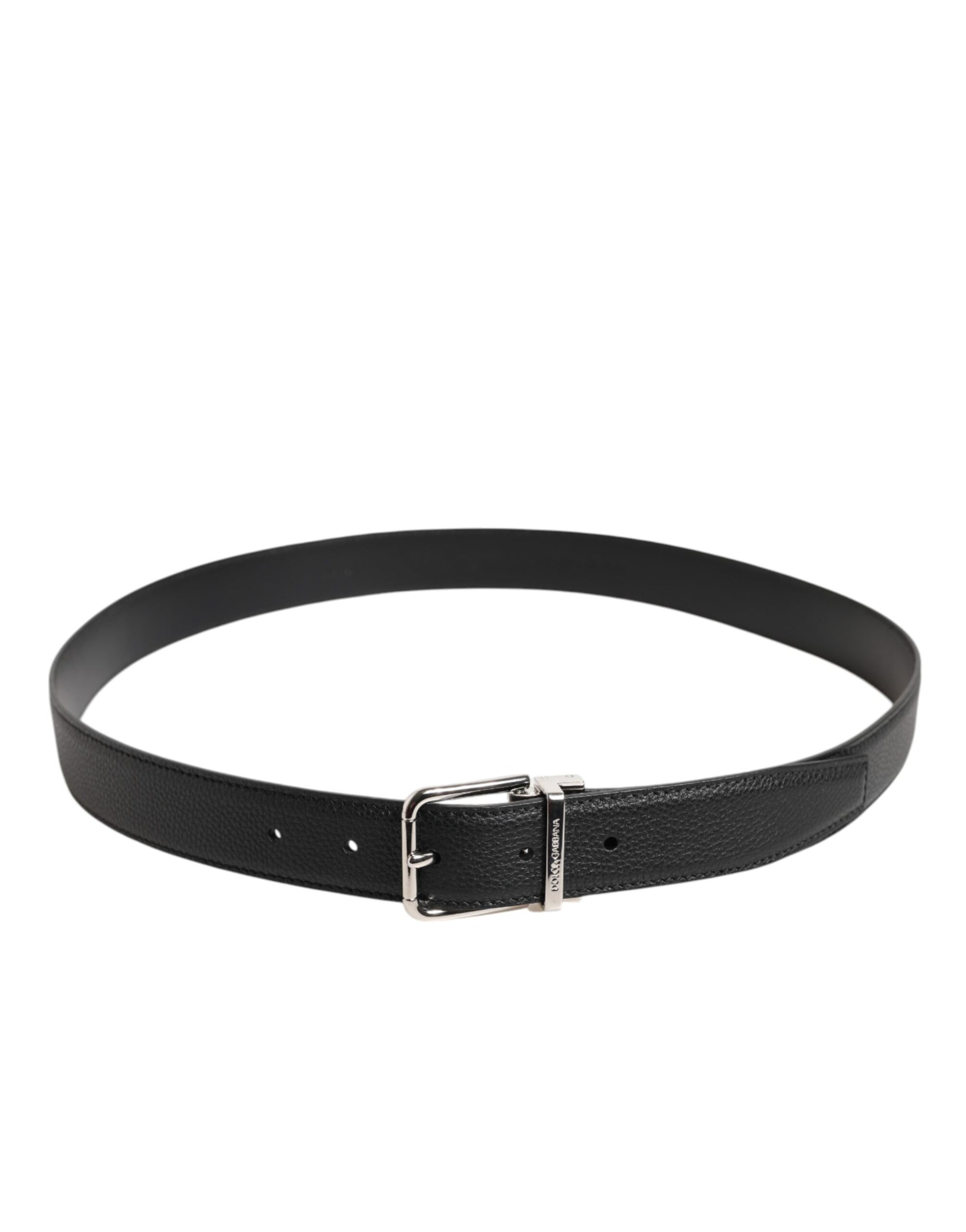 Ceinture classique à boucle métallique en cuir de veau noir Dolce &amp; Gabbana