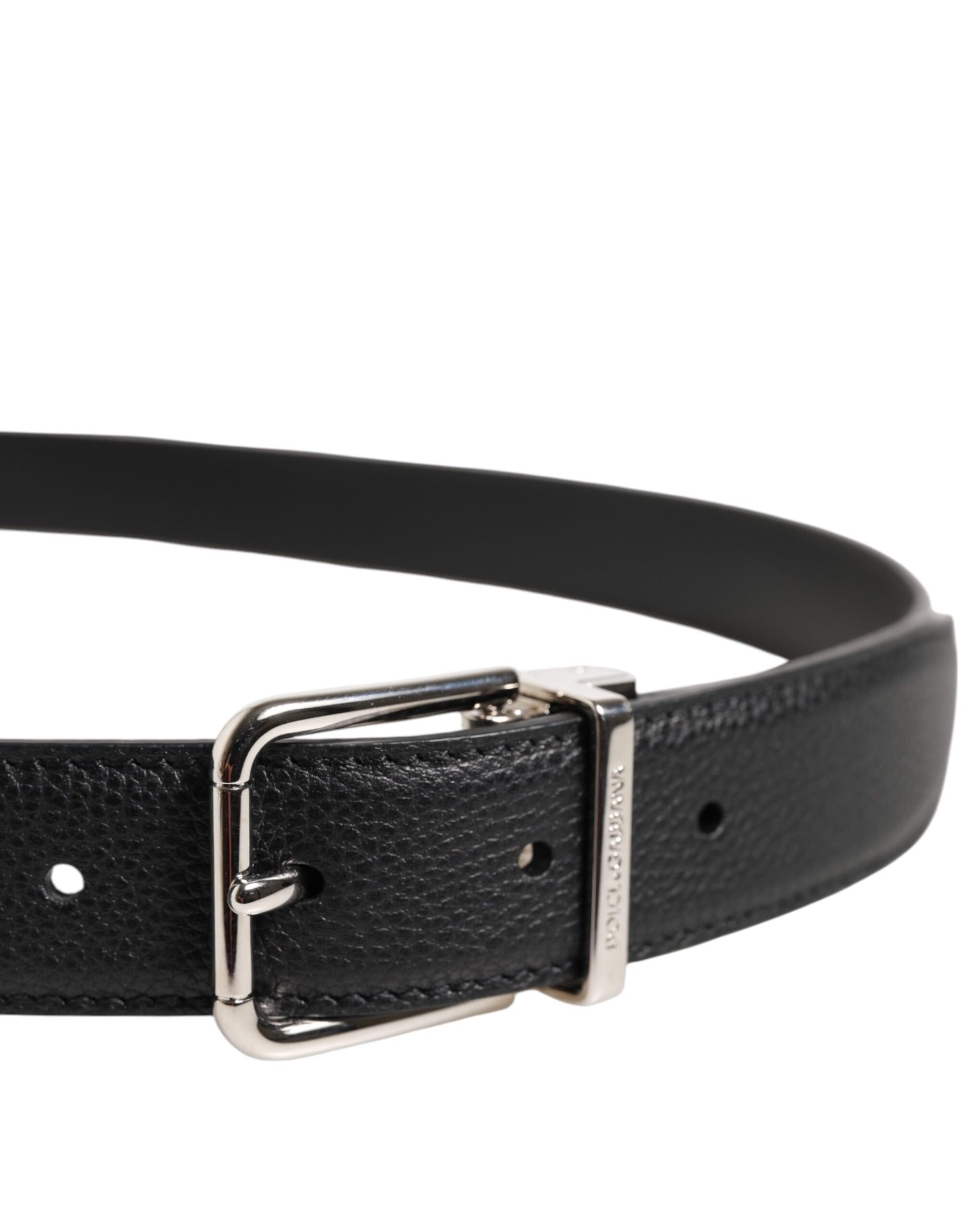 Ceinture classique à boucle métallique en cuir de veau noir Dolce &amp; Gabbana