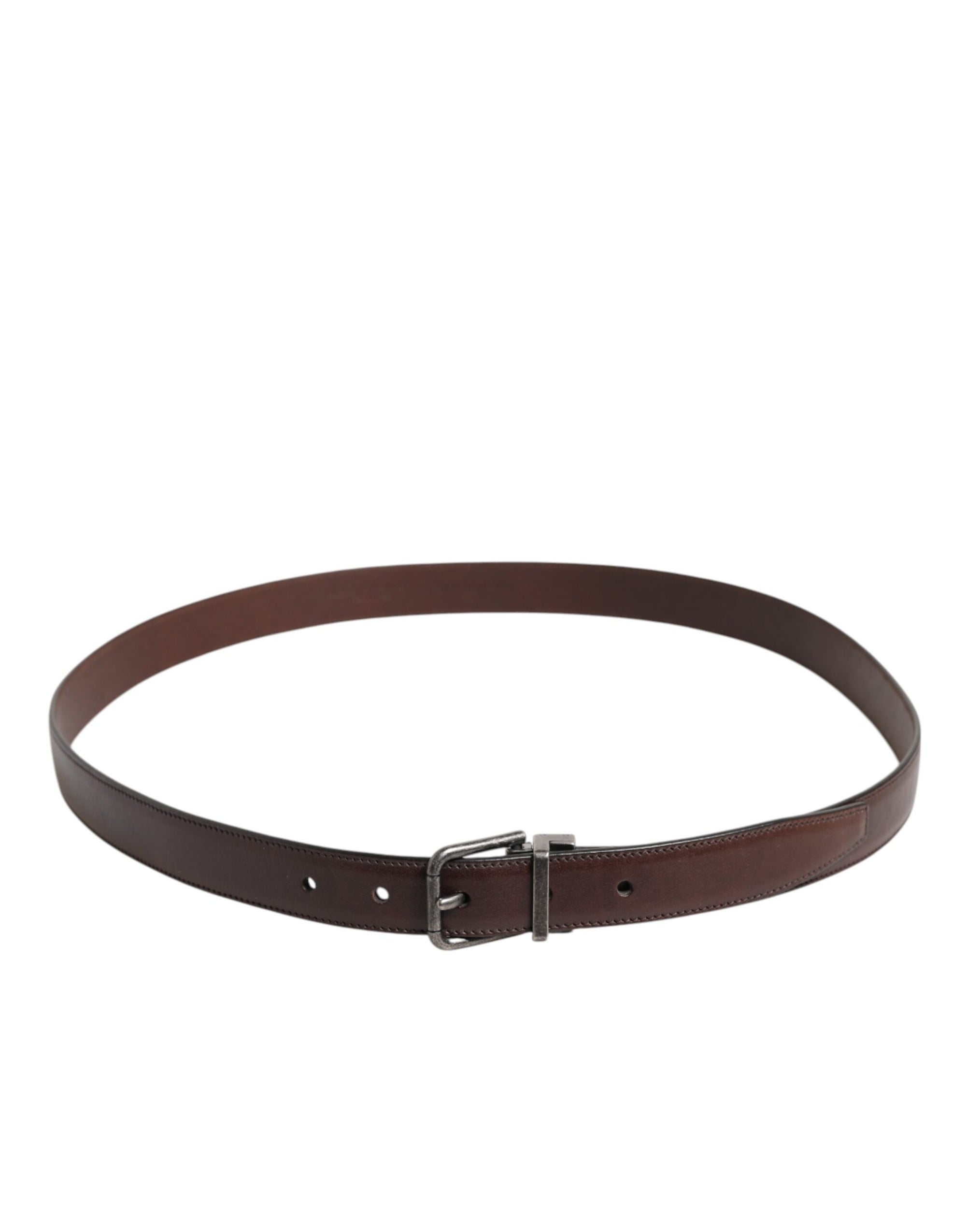 Ceinture classique en cuir de veau marron Dolce & Gabbana avec boucle en métal