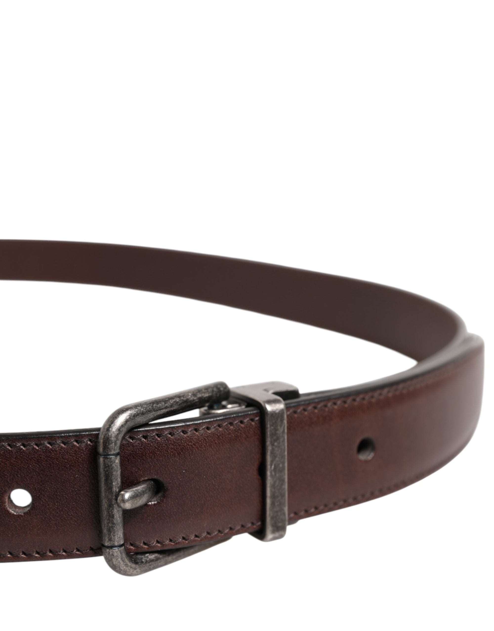 Ceinture classique en cuir de veau marron Dolce & Gabbana avec boucle en métal