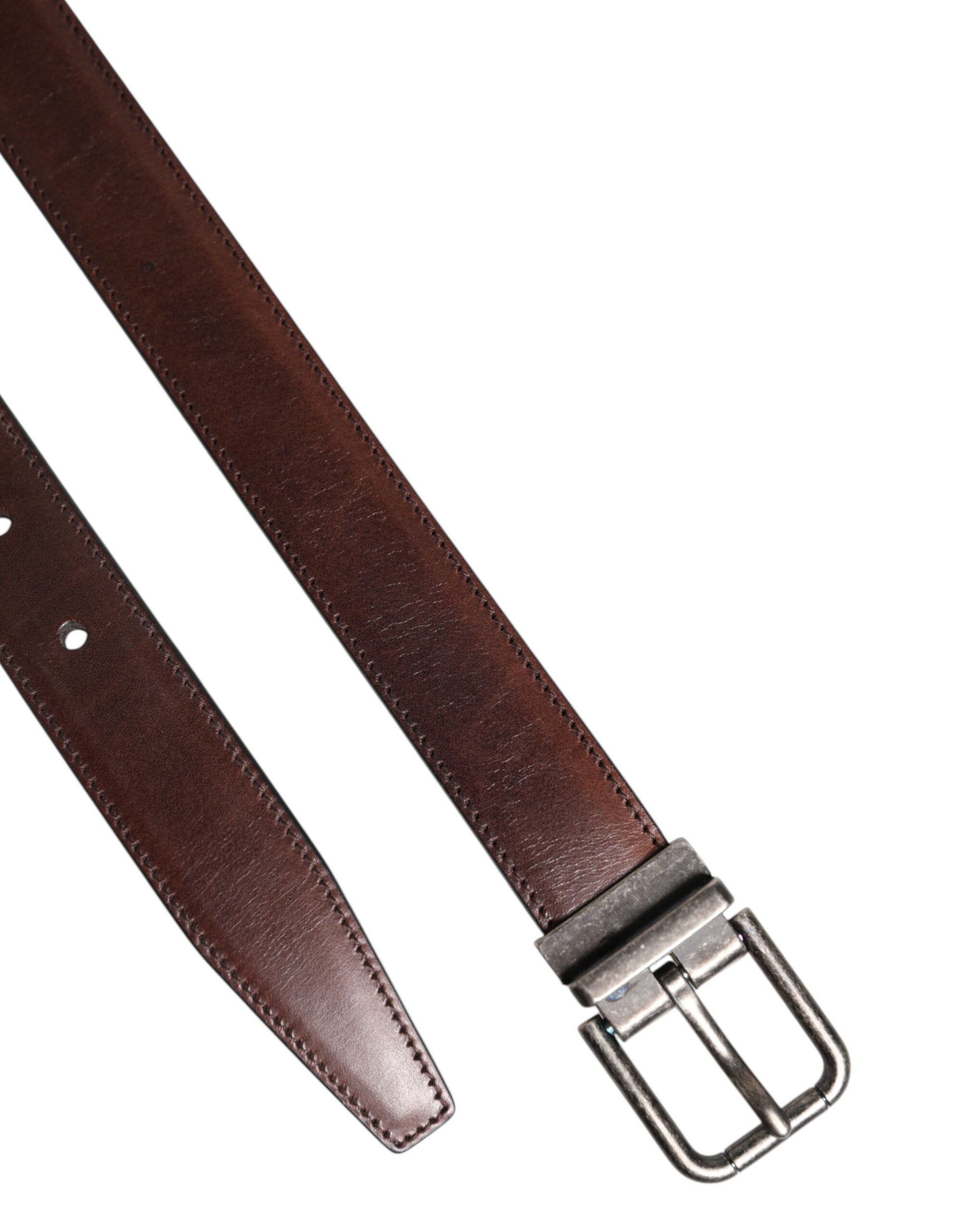 Ceinture classique en cuir de veau marron Dolce & Gabbana avec boucle en métal