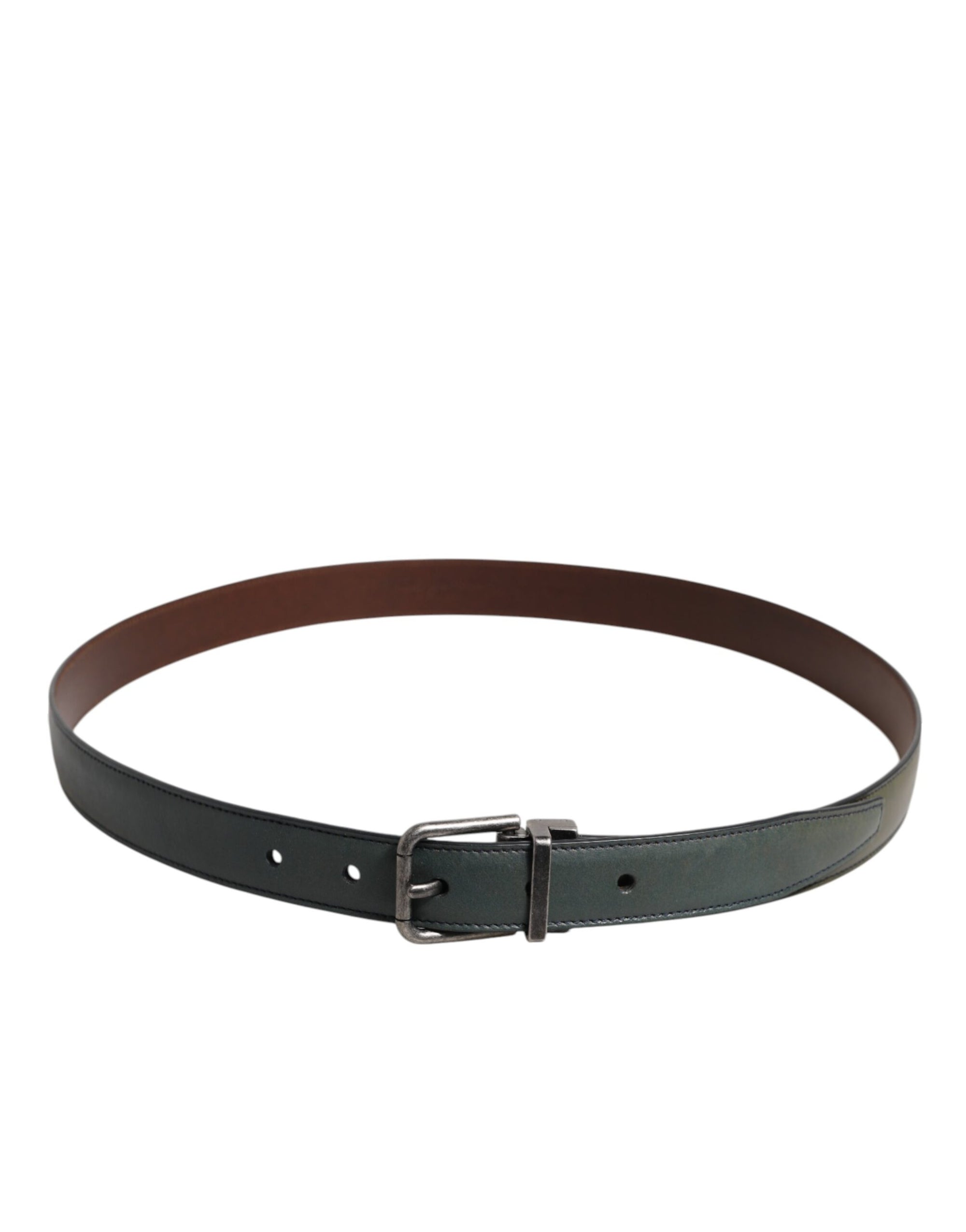 Ceinture classique en cuir vert Dolce & Gabbana avec boucle en métal